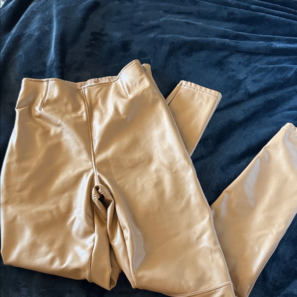 Abercrombie & Fitch Camel Vegan Leather Pants